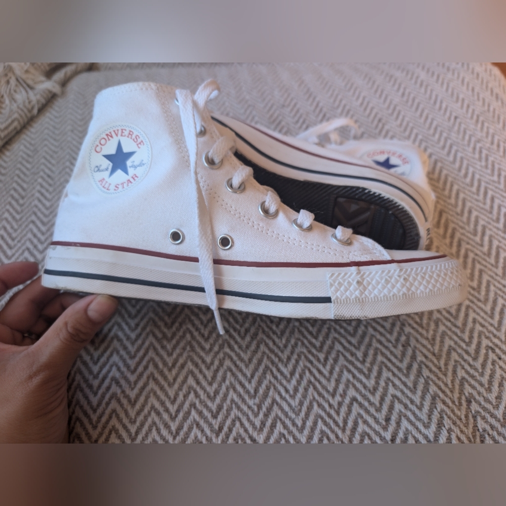 Converse White Canvas High-Tops - Picture 6 of 9